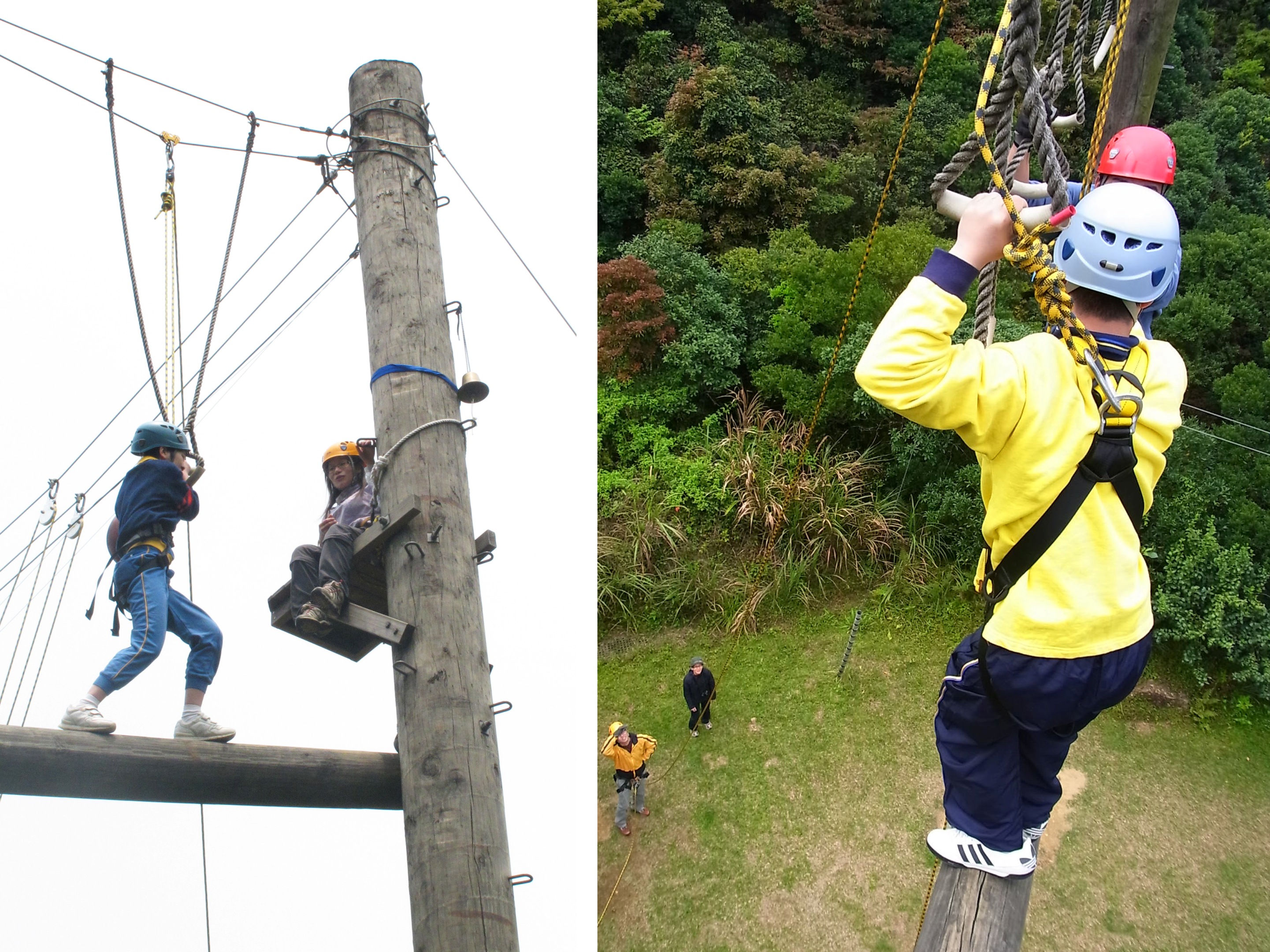 學生進行戶外繩網項目，親身感受高挑戰的歷奇活動。